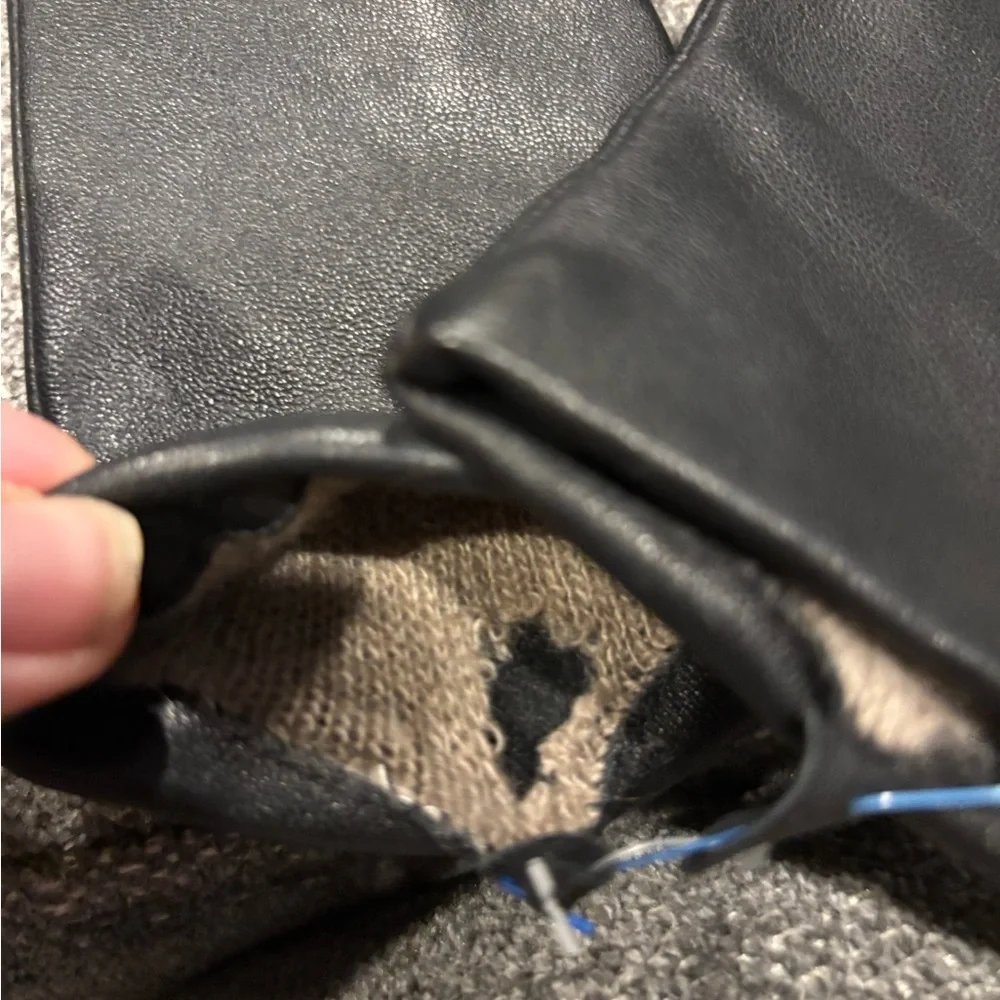 Lands' End Black Leather Gloves